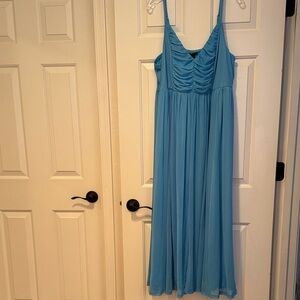 Elegant Turquoise Spaghetti Strap Dress